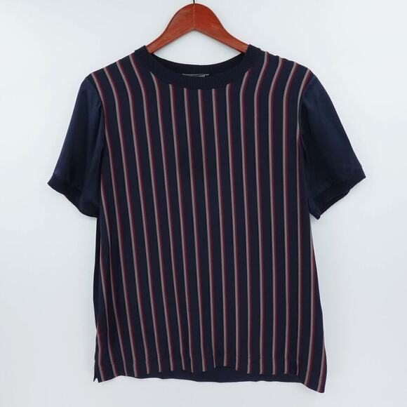 Vince Silk Top Womens Small Blue Striped Satin Capsule Minimalist - Picture 1 of 16